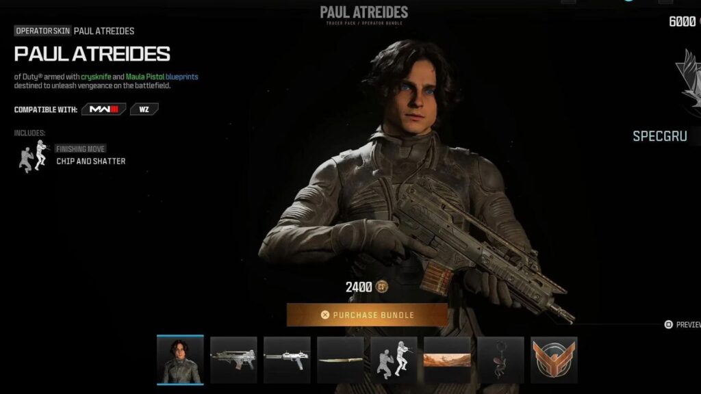 modern warfare 3 paul atreides operator skin