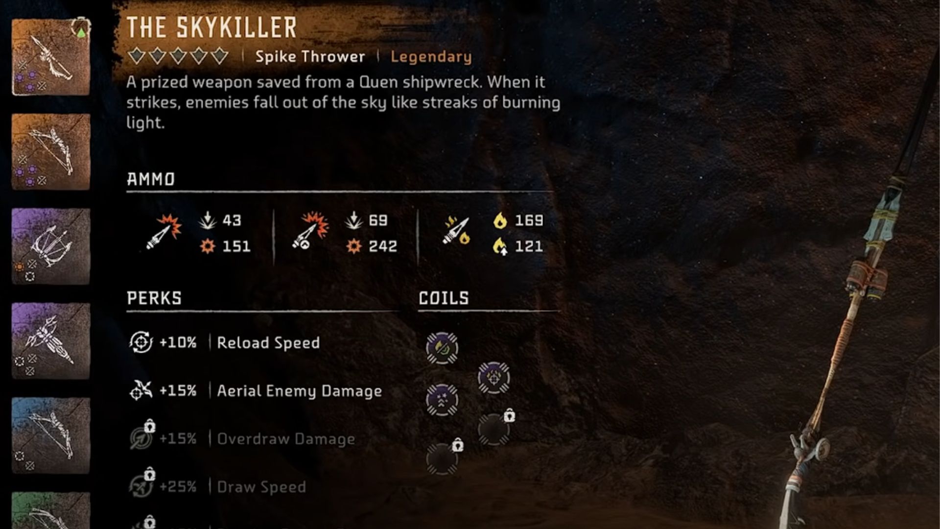 all legendary weapons in horizon forbidden west